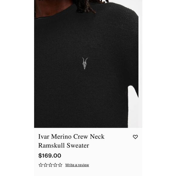 ALLSAINTS Ivar Merino Crew Neck Ramskull Sweater / Size-Medium - Picture 13 of 15